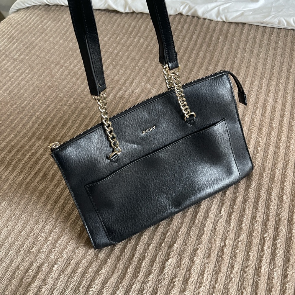 DKNY Black Shoulder Bag with Chain Straps